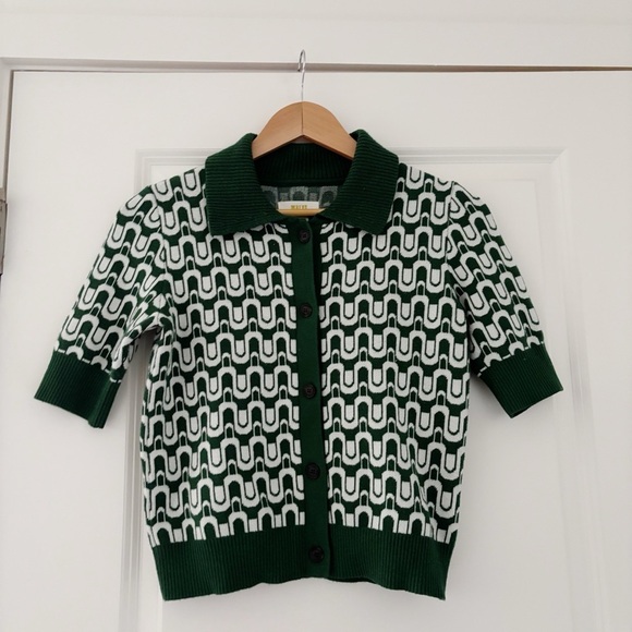 Anthropologie Maeve Kinsley Cropped Cardigan Sweater Knit Mod - Picture 2 of 6